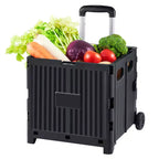 VEVOR Foldable Utility Cart, 80 lbs Load Capacity, Folding Portable Rolling Crate Handcart with Durable Heavy Duty Telescoping Handle and 2 Wheels