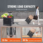 Carro utilitario plegable, capacidad de carga de 36 kg, mango telescópico y 2 ruedas