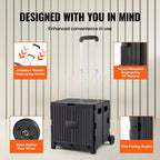 Carro utilitario plegable, capacidad de carga de 36 kg, mango telescópico y 2 ruedas