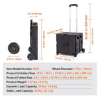 Carro utilitario plegable, capacidad de carga de 36 kg, mango telescópico y 2 ruedas
