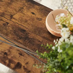 Mesa auxiliar/consola vintage con 2 bandejas extraíbles y estante rectangular abierto, marrón