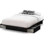 Base de cama tipo plataforma ajustable de 10.25" de tamaño completo a queen con cajones de almacenamiento, negra