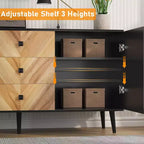 Armario de almacenamiento de madera de 55.1" con 3 cajones, estante ajustable y puertas, aparador moderno para comedor