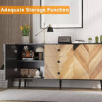 Armario de almacenamiento de madera de 55.1" con 3 cajones, estante ajustable y puertas, aparador moderno para comedor