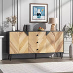 Armario de almacenamiento de madera de 55.1" con 3 cajones, estante ajustable y puertas, aparador moderno para comedor