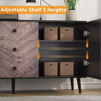 Armario de almacenamiento de madera de 55.1" con 3 cajones, estante ajustable y puertas, aparador moderno para comedor