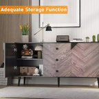 Armario de almacenamiento de madera de 55.1" con 3 cajones, estante ajustable y puertas, aparador moderno para comedor