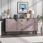 Armario de almacenamiento de madera de 55.1" con 3 cajones, estante ajustable y puertas, aparador moderno para comedor