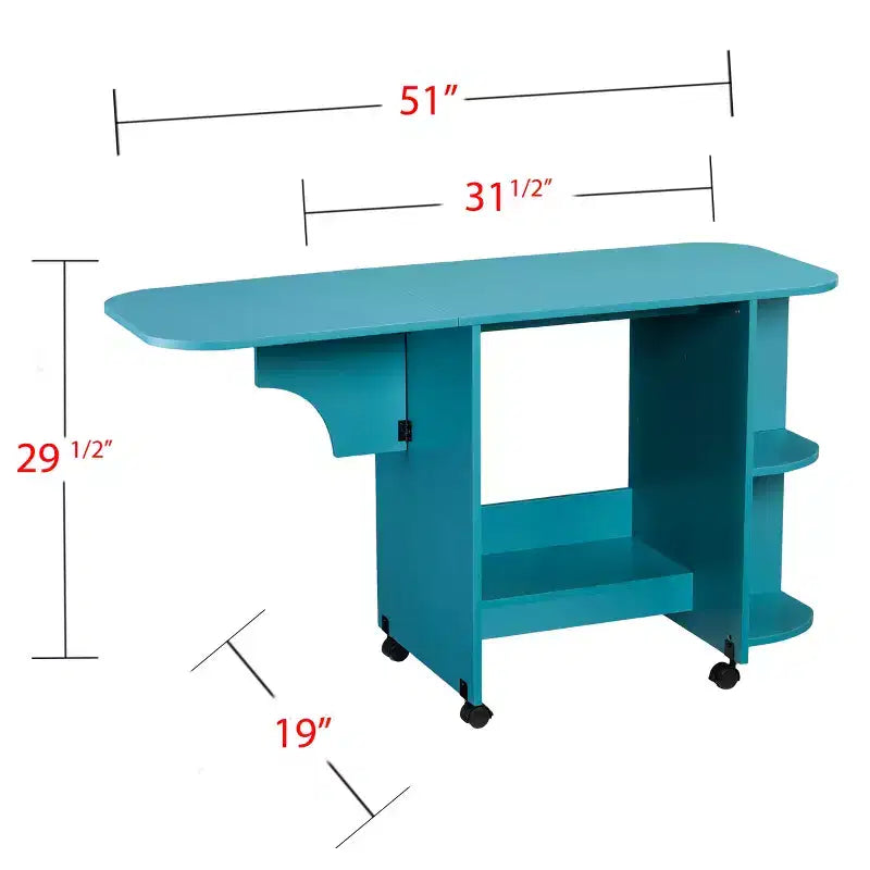 Mesa de Costura Rodante Expandible / Estación de Manualidades, Turquesa