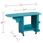 Mesa de Costura Rodante Expandible / Estación de Manualidades, Turquesa