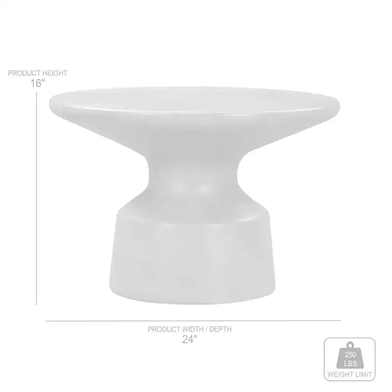 Mesa de Centro Redonda de Concreto Gris de 24", Base Pedestal, Capacidad de 250 lb