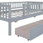 Cama de día individual de madera con dos cajones gris