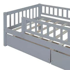 Cama de día individual de madera con dos cajones gris