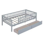 Cama de día individual de madera con dos cajones gris