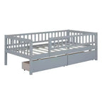 Cama de día individual de madera con dos cajones gris
