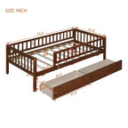 Cama de día individual de madera con dos cajones gris