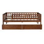 Cama de día individual de madera con dos cajones gris