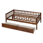 Cama de día individual de madera con dos cajones gris