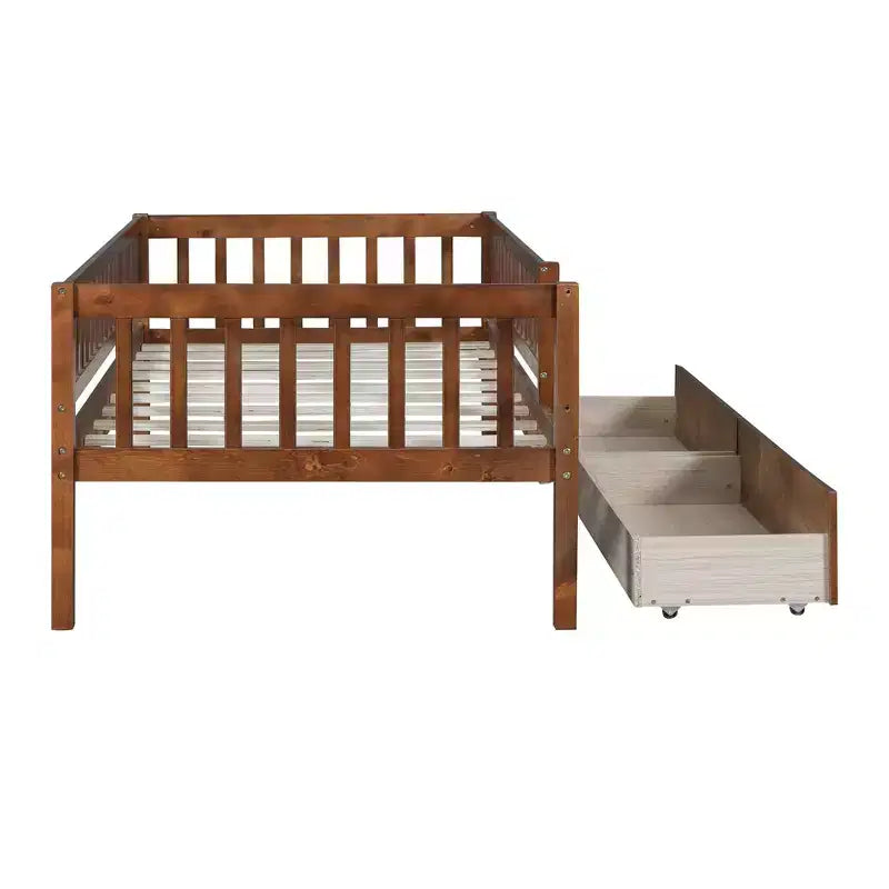 Cama de día individual de madera con dos cajones gris
