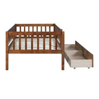 Cama de día individual de madera con dos cajones gris
