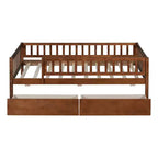 Cama de día individual de madera con dos cajones gris
