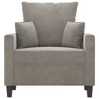 vidaXL Sofa Chair Living Room Accent Upholstered Chair with Armrest Velvet - Light Gray 23.6