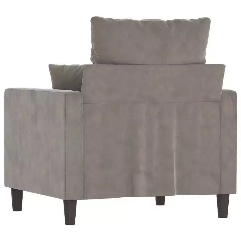 Sillón decorativo tapizado para sala de estar con reposabrazos, terciopelo gris claro, 23.6"