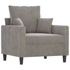 Sillón decorativo tapizado para sala de estar con reposabrazos, terciopelo gris claro, 23.6"