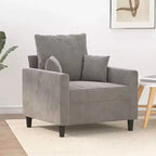 Sillón decorativo tapizado para sala de estar con reposabrazos, terciopelo gris claro, 23.6"