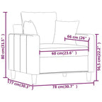Sillón decorativo tapizado para sala de estar con reposabrazos, terciopelo gris claro, 23.6"