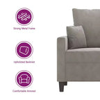 Sillón decorativo tapizado para sala de estar con reposabrazos, terciopelo gris claro, 23.6"