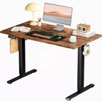 Ergonomic Height Adjustable Electric Standing Desk with T-Shaped Metal Frame and Memory Presets Modern Computer Workstation39.30x 23.60x45.40-Brown