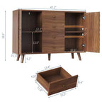Aparador buffet de 47.2 pulgadas de ancho con 4 cajones, armario buffet con almacenamiento, estilo rústico de madera, armario buffet con almacenamiento de 2 puertas para sala de estar