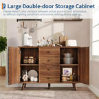 Aparador buffet de 47.2 pulgadas de ancho con 4 cajones, armario buffet con almacenamiento, estilo rústico de madera, armario buffet con almacenamiento de 2 puertas para sala de estar