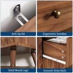 Aparador buffet de 47.2 pulgadas de ancho con 4 cajones, armario buffet con almacenamiento, estilo rústico de madera, armario buffet con almacenamiento de 2 puertas para sala de estar