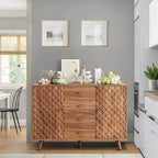 Aparador buffet de 47.2 pulgadas de ancho con 4 cajones, armario buffet con almacenamiento, estilo rústico de madera, armario buffet con almacenamiento de 2 puertas para sala de estar