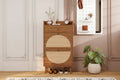 MAYEERTY Rattan Shoe Cabinets 2 Doors 1 Drawers Shoe Rack Double Layer Suitaable for Entrance Walnut