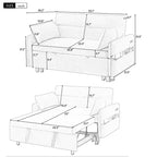 Sofá cama extraíble de 55.1" Biplaza con respaldo ajustable, bolsillos de almacenamiento y 2 almohadas suaves