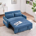 Sofá cama extraíble de 55.1" Biplaza con respaldo ajustable, bolsillos de almacenamiento y 2 almohadas suaves