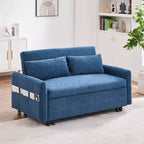 Sofá cama extraíble de 55.1" Biplaza con respaldo ajustable, bolsillos de almacenamiento y 2 almohadas suaves