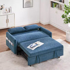 Sofá cama extraíble de 55.1" Biplaza con respaldo ajustable, bolsillos de almacenamiento y 2 almohadas suaves