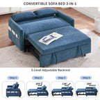 Sofá cama extraíble de 55.1" Biplaza con respaldo ajustable, bolsillos de almacenamiento y 2 almohadas suaves