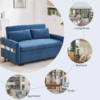 Sofá cama extraíble de 55.1" Biplaza con respaldo ajustable, bolsillos de almacenamiento y 2 almohadas suaves