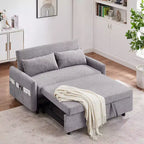 Sofá cama extraíble de 55.1" Biplaza con respaldo ajustable, bolsillos de almacenamiento y 2 almohadas suaves