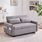 Sofá cama extraíble de 55.1" Biplaza con respaldo ajustable, bolsillos de almacenamiento y 2 almohadas suaves