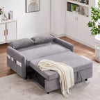 Sofá cama extraíble de 55.1" Biplaza con respaldo ajustable, bolsillos de almacenamiento y 2 almohadas suaves