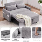 Sofá cama extraíble de 55.1" Biplaza con respaldo ajustable, bolsillos de almacenamiento y 2 almohadas suaves