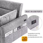 Sofá cama extraíble de 55.1" Biplaza con respaldo ajustable, bolsillos de almacenamiento y 2 almohadas suaves