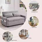 Sofá cama extraíble de 55.1" Biplaza con respaldo ajustable, bolsillos de almacenamiento y 2 almohadas suaves