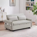 Sofá cama extraíble de 55.1" Biplaza con respaldo ajustable, bolsillos de almacenamiento y 2 almohadas suaves
